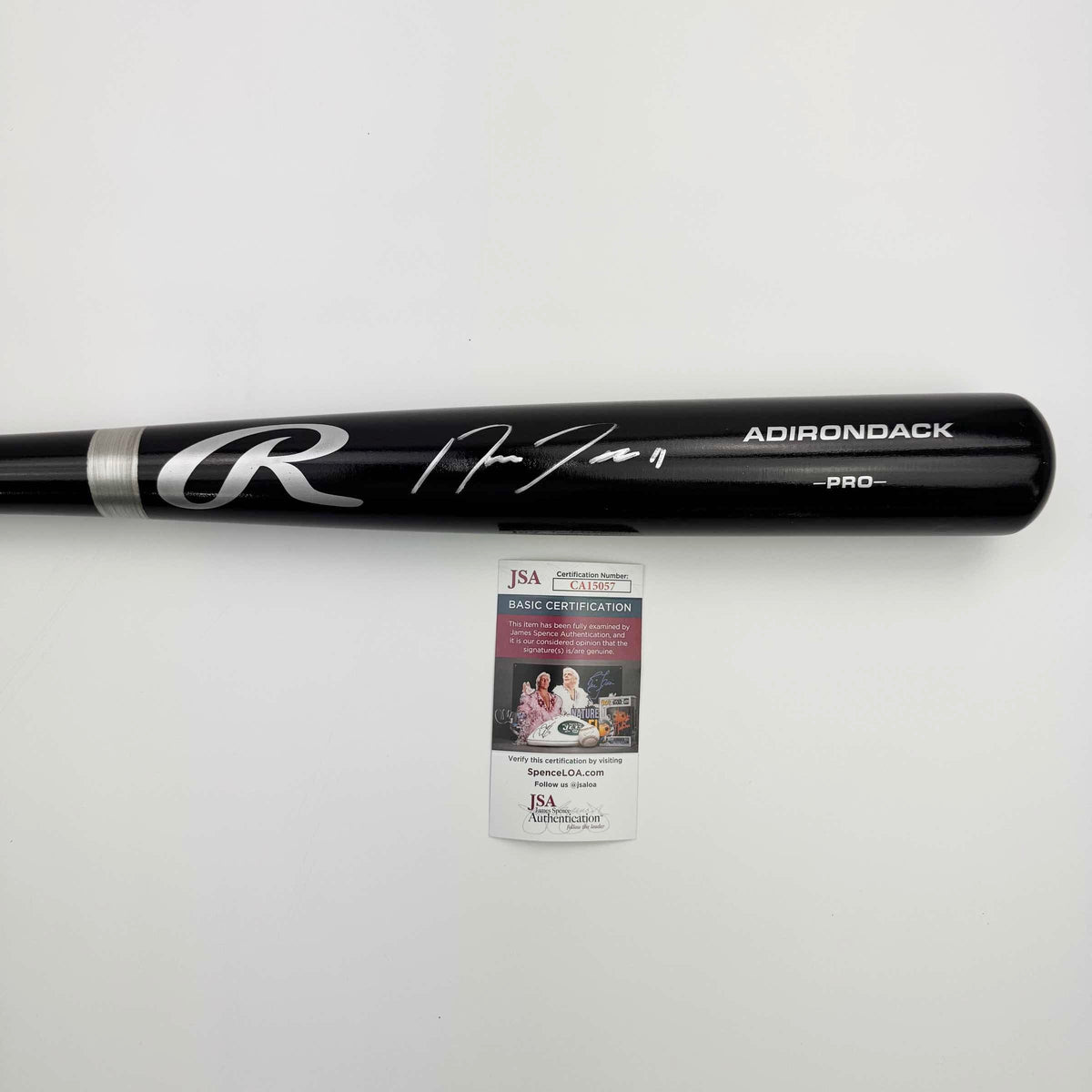 Autographed/Signed Jose Ramirez Black Rawlings Pro Baseball Bat JSA COA
