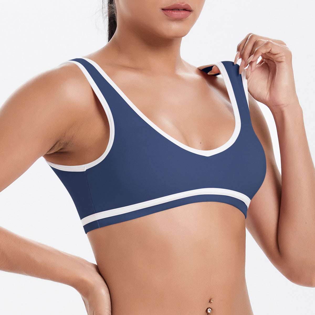 Tight Nude Feel Contrast Color Sports Back Shaping Women Backless Yoga Bra Tennis Workout Clothes Outer Wear Sports Top